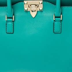 Pre Owned Valentino Green Leather Small Rockstud Trapeze Tote