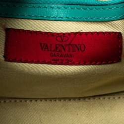 Pre Owned Valentino Green Leather Small Rockstud Trapeze Tote