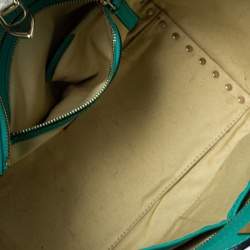 Pre Owned Valentino Green Leather Small Rockstud Trapeze Tote
