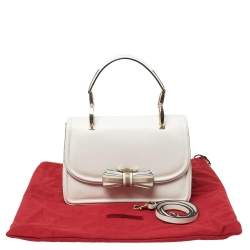 Pre Owned حقيبة فالنتينو جلد أبيض شب كة معدن بفيونكة بقلاب بيد علوية