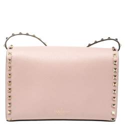 Pre Owned Valentino Pink Leather Small Rockstud Crossbody Bag