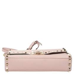 Pre Owned Valentino Pink Leather Small Rockstud Crossbody Bag