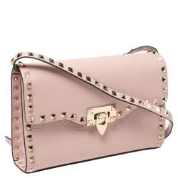 Pre Owned Valentino Pink Leather Small Rockstud Crossbody Bag