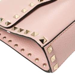 Pre Owned Valentino Pink Leather Small Rockstud Crossbody Bag