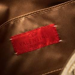 مملوكة مسبقًا Valentino Cream Canvas Embroidered Catch Hobo