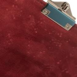 مملوكة مسبقًا حقيبة كتف فالنتينو لوف بليد جلد مزخرف خرز عنابي مرصعة روكستد قفل غلام صغيرة