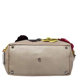 Valentino Grey Leather Floral Applique Tote