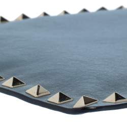 Pre Owned حقيبة صغيرة فالنتينو كورن فلور روكستد جلد أزرق متوسطة بسحاب