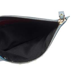 Pre Owned حقيبة صغيرة فالنتينو كورن فلور روكستد جلد أزرق متوسطة بسحاب