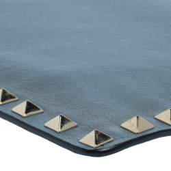 Pre Owned حقيبة صغيرة فالنتينو كورن فلور روكستد جلد أزرق متوسطة بسحاب