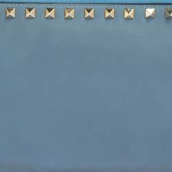 Pre Owned حقيبة صغيرة فالنتينو كورن فلور روكستد جلد أزرق متوسطة بسحاب