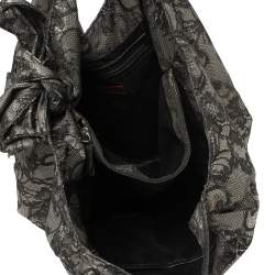 Pre Owned Valentino Black Day Lace Large Nuage Bow Hobo