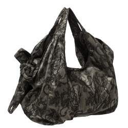 Pre Owned Valentino Black Day Lace Large Nuage Bow Hobo
