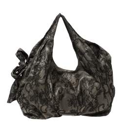 Pre Owned Valentino Black Day Lace Large Nuage Bow Hobo