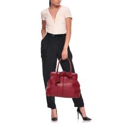 مملوكة مسبقًا Valentino Dark Red Leather Bow Frame Satchel