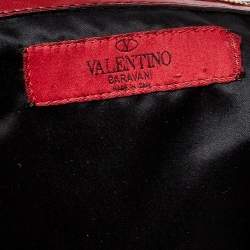 مملوكة مسبقًا Valentino Dark Red Leather Bow Frame Satchel