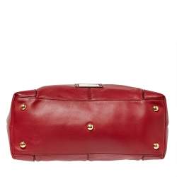 مملوكة مسبقًا Valentino Dark Red Leather Bow Frame Satchel