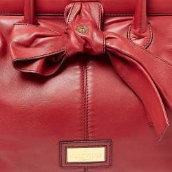 مملوكة مسبقًا Valentino Dark Red Leather Bow Frame Satchel