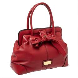 مملوكة مسبقًا Valentino Dark Red Leather Bow Frame Satchel