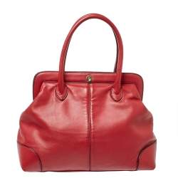 مملوكة مسبقًا Valentino Dark Red Leather Bow Frame Satchel