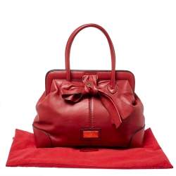مملوكة مسبقًا Valentino Dark Red Leather Bow Frame Satchel