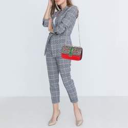 مملوكة مسبقًا Valentino Multicolor Leather Medium Embellished Rockstud Glam Lock Flap Bag