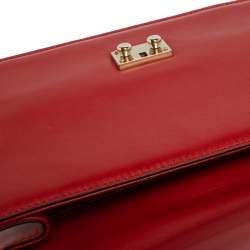 Pre Owned Valentino Red Leather Medium Rockstud Glam Lock Flap Bag