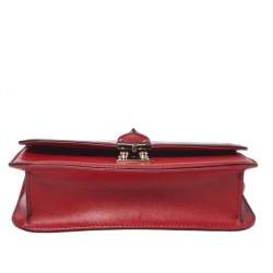 Pre Owned Valentino Red Leather Medium Rockstud Glam Lock Flap Bag