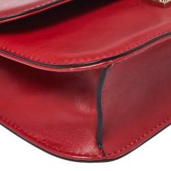 Pre Owned Valentino Red Leather Medium Rockstud Glam Lock Flap Bag