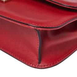 Pre Owned Valentino Red Leather Medium Rockstud Glam Lock Flap Bag