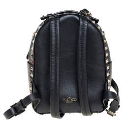 Pre Owned Valentino Black Leather Mini Rockstud Backpack