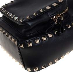 Pre Owned Valentino Black Leather Mini Rockstud Backpack