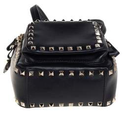 Pre Owned Valentino Black Leather Mini Rockstud Backpack
