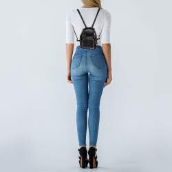 Pre Owned Valentino Black Leather Mini Rockstud Backpack