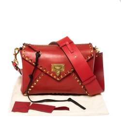Pre Owned Valentino Rouge Pur Smooth Leather Rockstud Hype Shoulder Bag