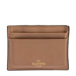 Valentino Beige Leather Rockstud Card Holder