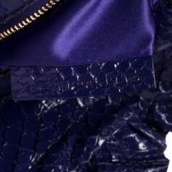Pre Owned Valentino Purple Python Ruffle Drawstring Hobo