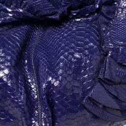Pre Owned Valentino Purple Python Ruffle Drawstring Hobo