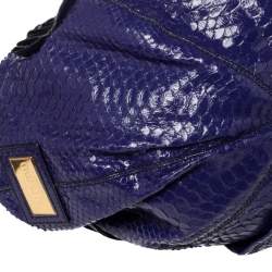 Pre Owned Valentino Purple Python Ruffle Drawstring Hobo