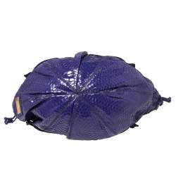 Pre Owned Valentino Purple Python Ruffle Drawstring Hobo