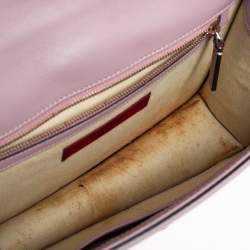 Pre Owned Valentino Pink Leather Medium Rockstud Glam Lock Flap Bag
