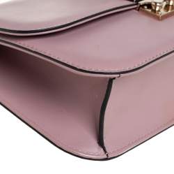 Pre Owned Valentino Pink Leather Medium Rockstud Glam Lock Flap Bag