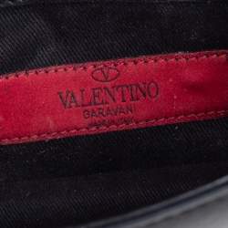 Pre Owned Valentino Black Leather Mini Rockstud Glam Lock Shoulder Bag