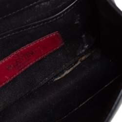 Pre Owned Valentino Black Leather Mini Rockstud Glam Lock Shoulder Bag