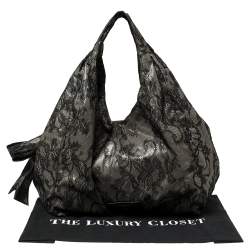 Pre Owned Valentino Black Day Lace Large Nuage Bow Hobo