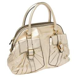Pre Owned Valentino Metallic Gold Leather Satchel