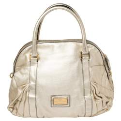 Pre Owned Valentino Metallic Gold Leather Satchel