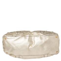Pre Owned Valentino Metallic Gold Leather Satchel