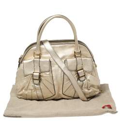 Pre Owned Valentino Metallic Gold Leather Satchel