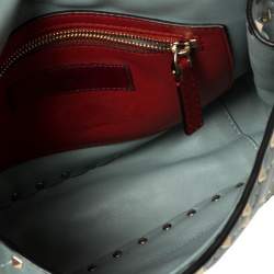 Pre Owned Valentino Blue Leather Medium Rockstud Spike Top Handle Bag